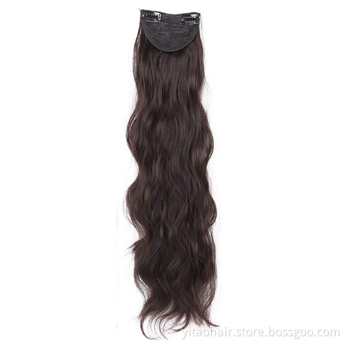 wholesale Hair Extensions 2P 5P Thick Hair Invisible Long Wavy  Head Synthetic Hairpiece for Women Brown wavy hair